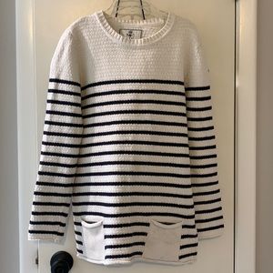 Superdry Navy Label blue white striped cotton pullover sweater ladies